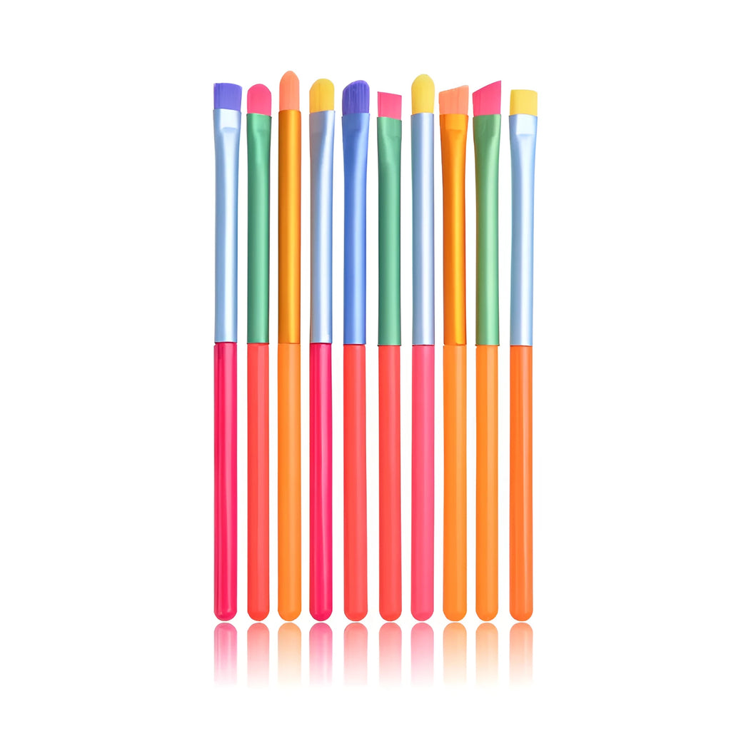 Makeup brush full set with man-made fibre bristles and plastic handles in multiple brush sizes