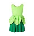 Tinker Bell printed bodice kids dress with layered tulle skirt on child model