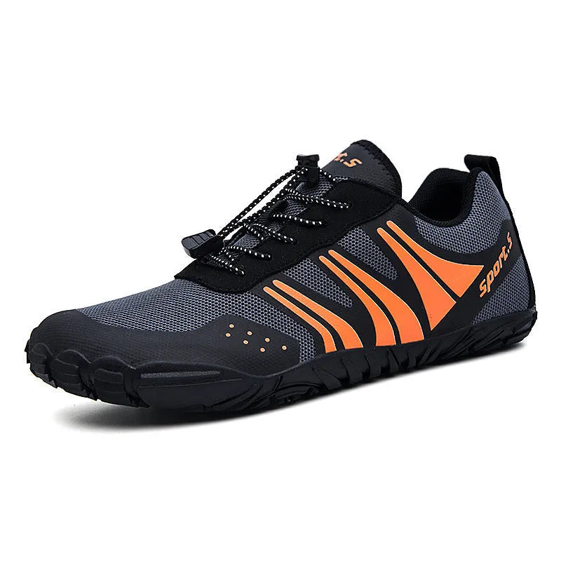 Outdoor wading shoes in red with mesh upper and rubber sole for beach and fishing activities
