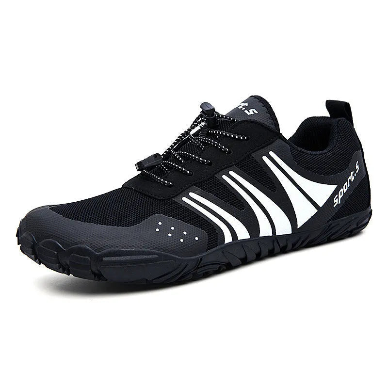Outdoor wading shoes in red with mesh upper and rubber sole for beach and fishing activities