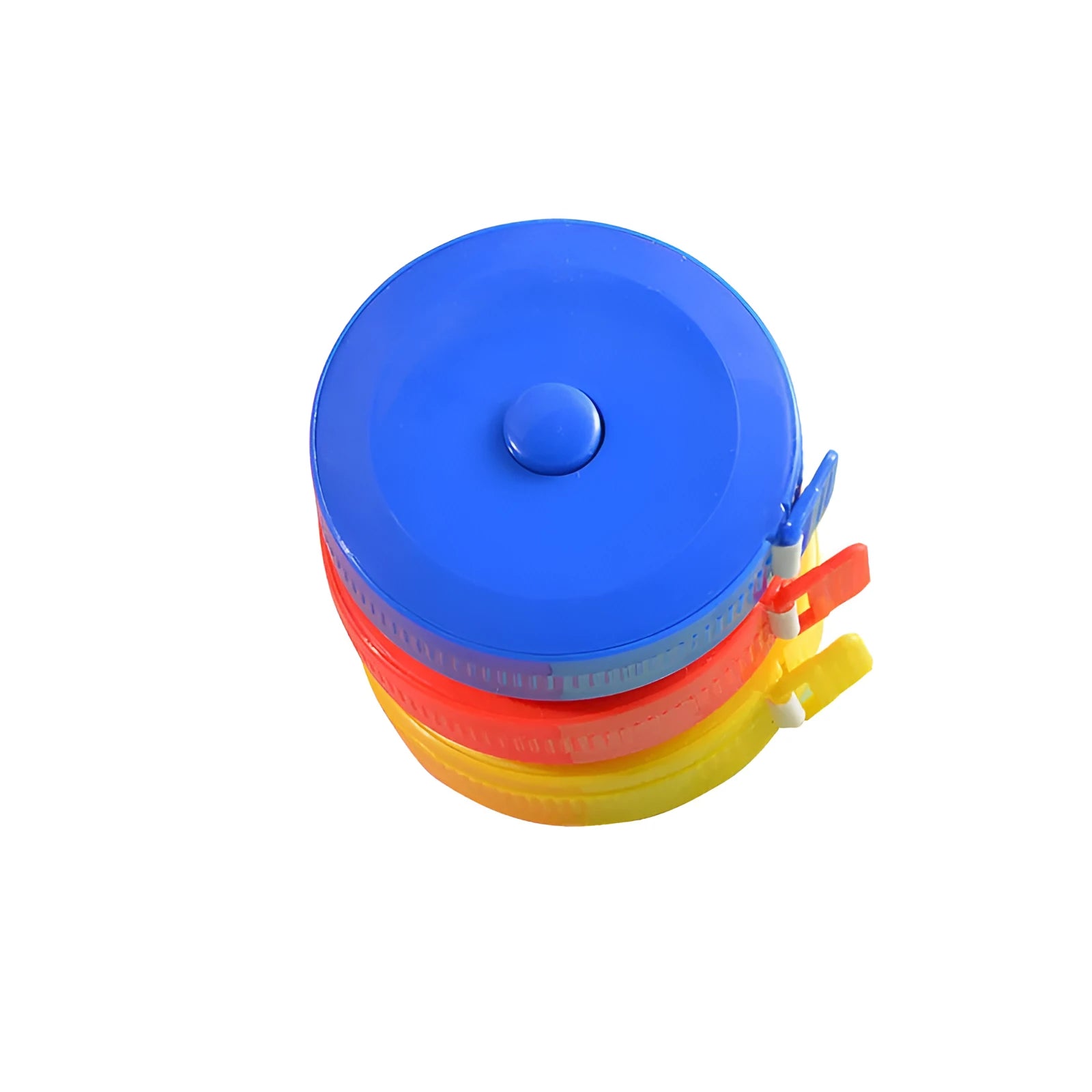 Mini portable plastic measuring tape wound with 150cm metric and city scale, compact 5cm diameter