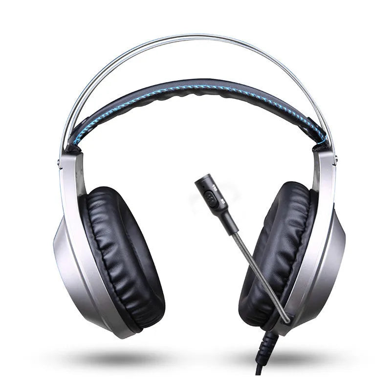Black wired USB computer headset with a microphone and head-mounted design.