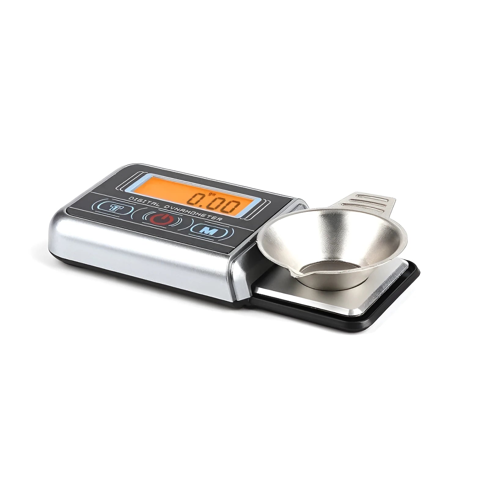 Electronic jewellers scale with digital display showing 0.005g precision and 100g maximum capacity