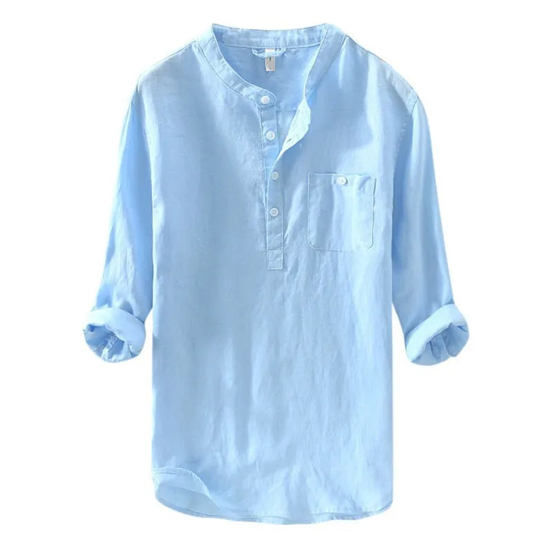 Plain cotton t-shirt in blue, front view, sizes S to 4XL