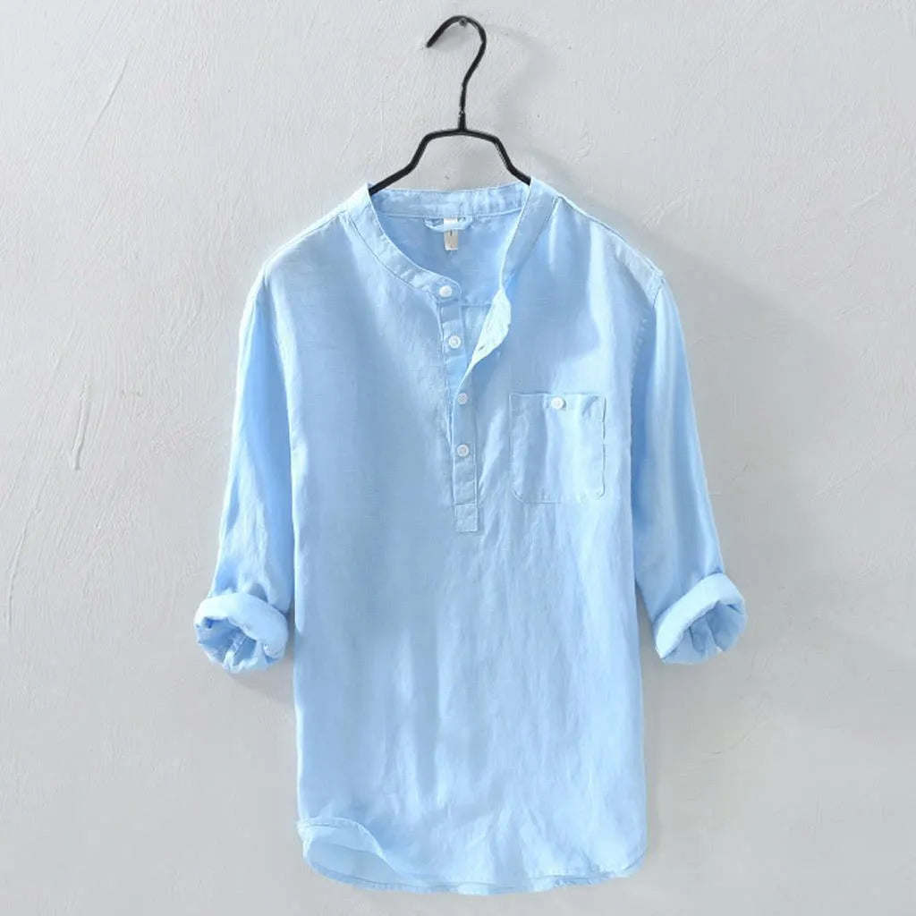 Plain cotton t-shirt in blue, front view, sizes S to 4XL
