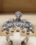 Matching couple rings in heart-shaped alloy electroplated finish, available in sizes 5 to 11