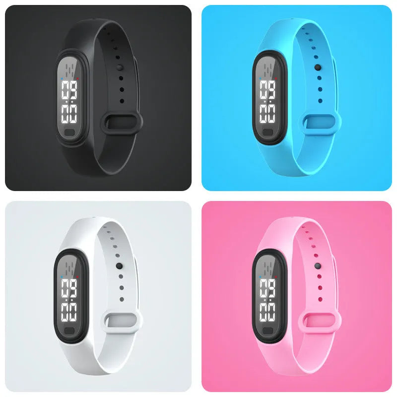 Ultrasonic electronic watch mosquito repellent device in black, white, blue, and pink colours