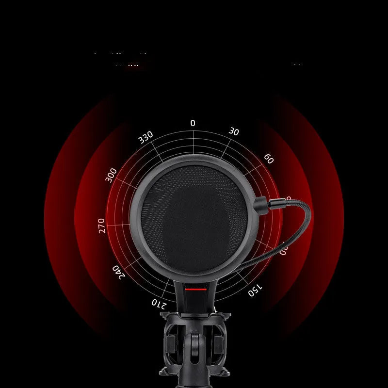 Black wired live broadcast microphone with noise reduction for game anchors and streaming.