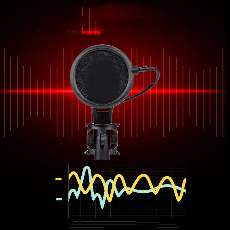 Black wired live broadcast microphone with noise reduction for game anchors and streaming.