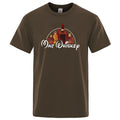Men's extra-wide fit cotton t-shirt with Malt Whiskey graphic print in blue, front view