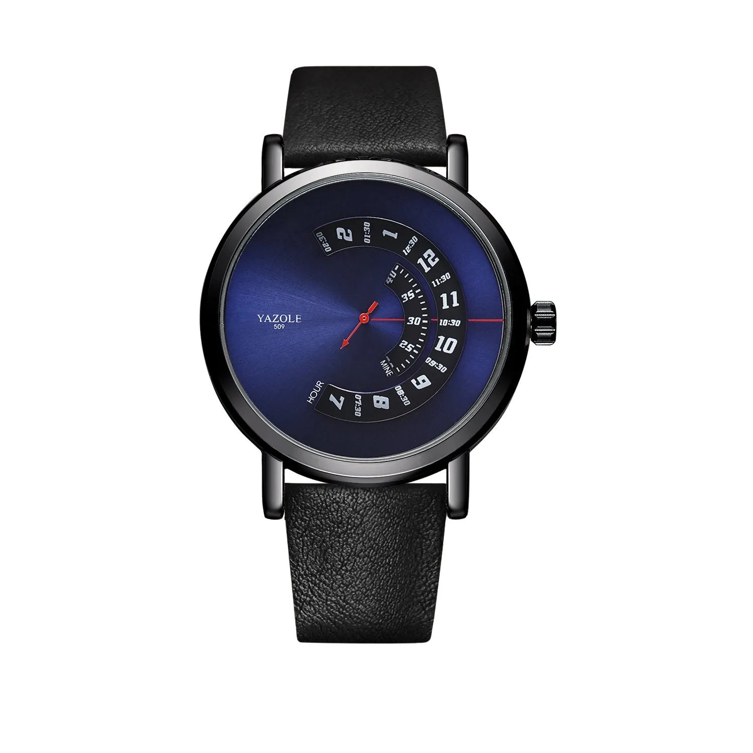 Men's waterproof quartz watch with turntable dial, metal case and mineral glass