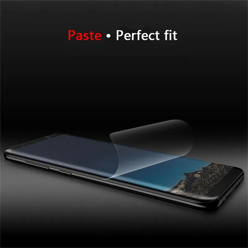 Purple light HD hydrogel matte screen protector for curved Samsung Galaxy phone.