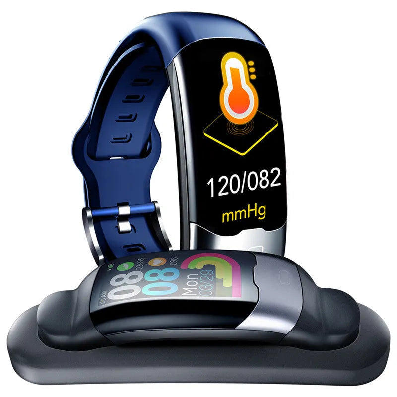 Smart wristband fitness tracker with heart rate monitoring, blood pressure tracking and sleep analysis functions