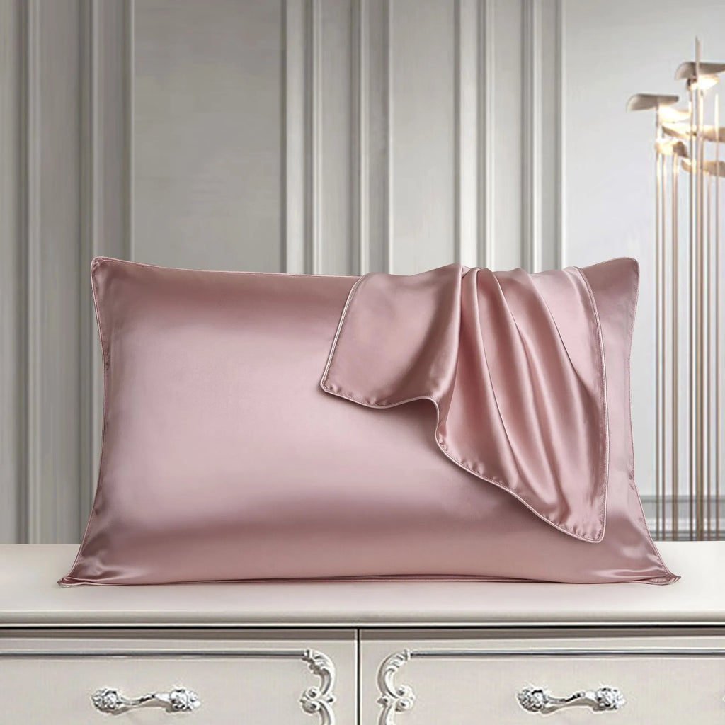 Single mulberry silk pillowcase in palace luxury style, size 48cm by 74cm.