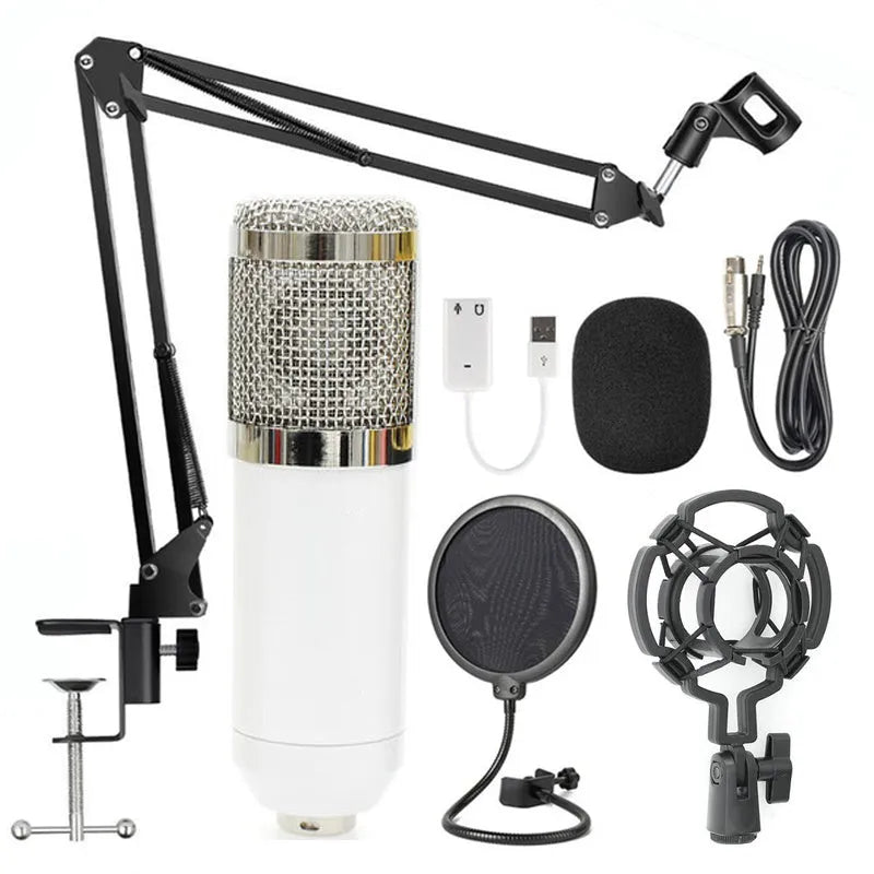 BM-800 condenser microphone in multiple colour options with electroplated mesh head