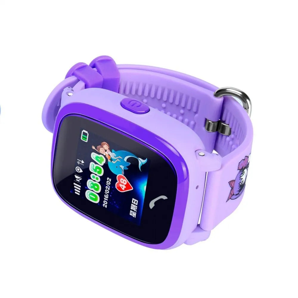 Blue children's smart watch with silicone strap showing 1.22-inch touch screen display
