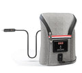Grey Oxford cloth portable baby bottle warmer with car charger and electronic temperature display