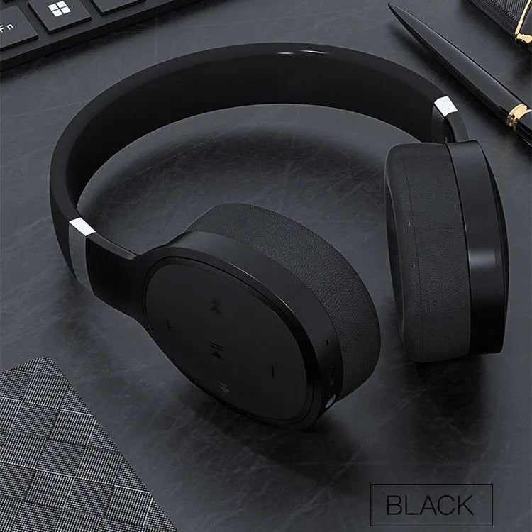 Wireless Bluetooth headset in black, blue, grey, or white with 40mm speakers.