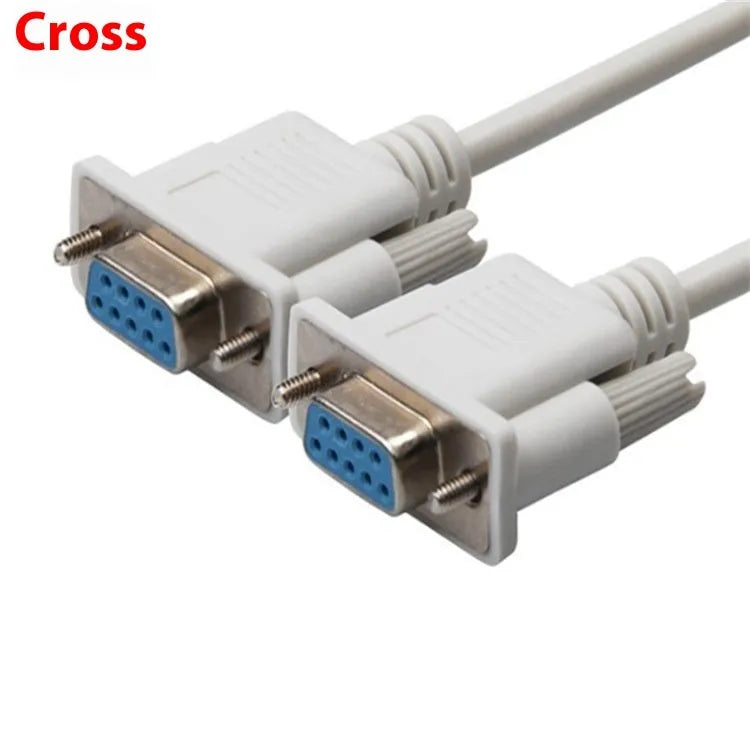 Female to female RS232 serial cable with DB9 connectors, 1.5m length, milky white