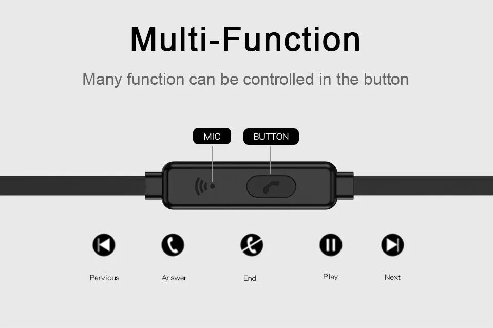 Sport running ear hook earbuds with microphone in black blue colour, showing flexible over-ear hook design.