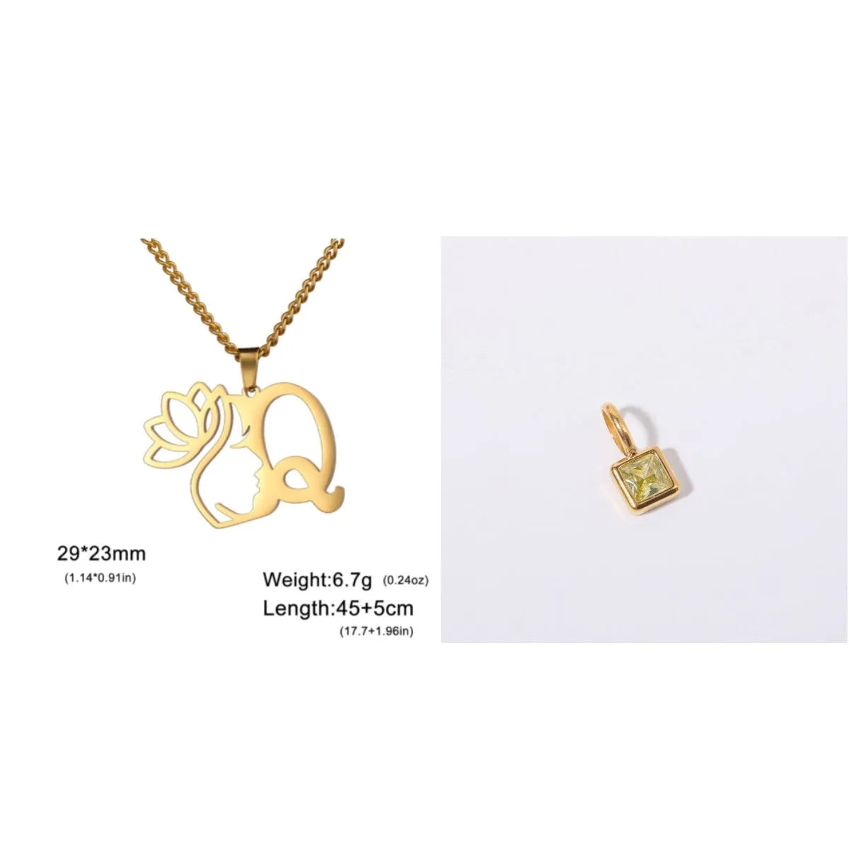 Stainless steel cross chain necklace with pendant in gold or silver electroplated finish