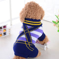 Wool dog pet sweater in blue, four-legged casual coat for small dogs, size medium