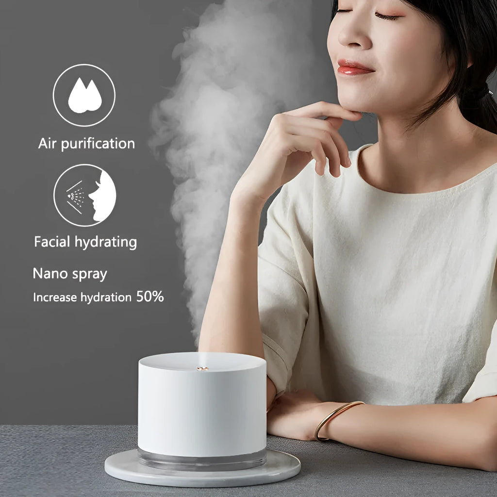 Wireless ultrasonic humidifier in white with 780ml tank and night light mode