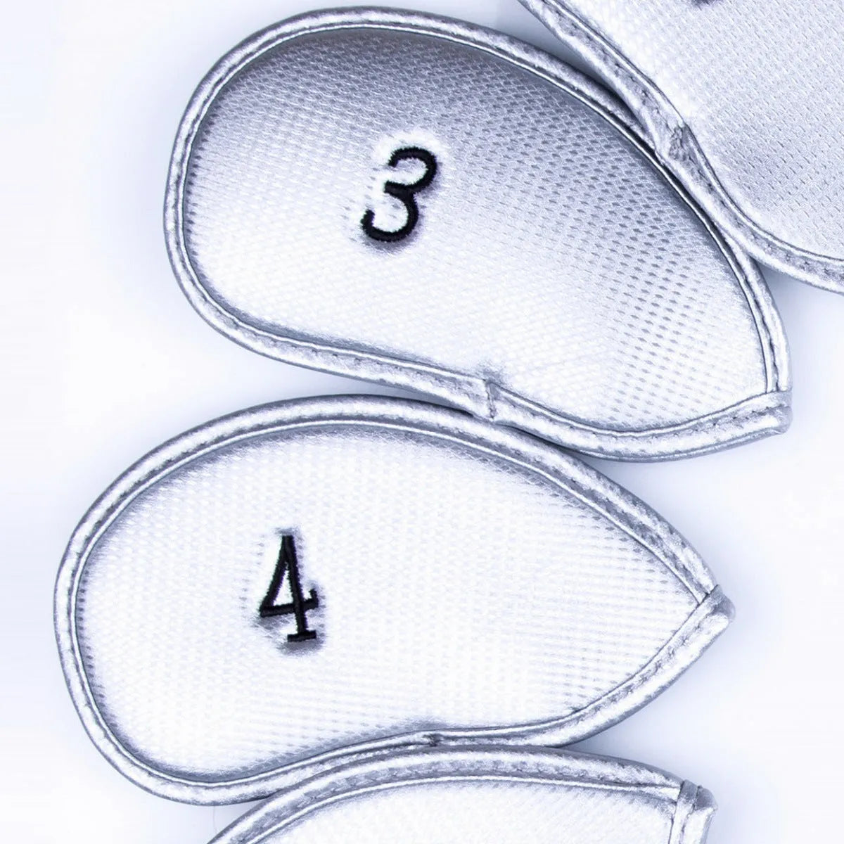 Set of 12 embroidered PU leather golf club head covers in assorted colours for iron protection