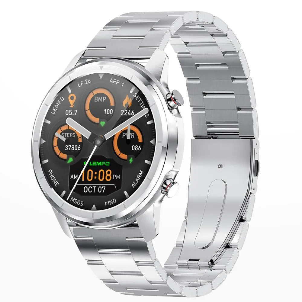 LEMFO LF26 smart bracelet with 1.3-inch screen showing five colour options: Black A, Black B, Brown Silver, Brown black, Silver