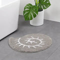 Cartoon bathroom mat 60x60cm with grey cute cat pattern on a white background