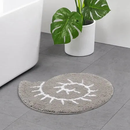 Cartoon bathroom mat 60x60cm with grey cute cat pattern on a white background