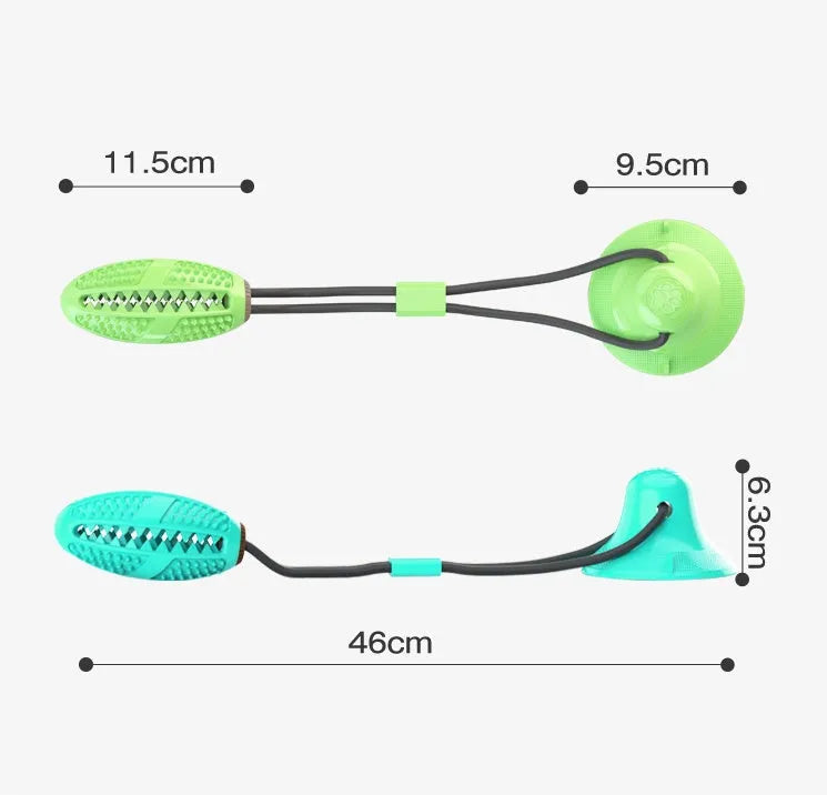 TPR sucker drawstring ball dog toy in blue, green, red blue, and red white colours for large medium small dogs