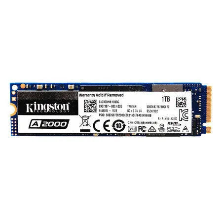 Kingston A2000 500GB M.2 NVMe solid state drive in compact green PCB format