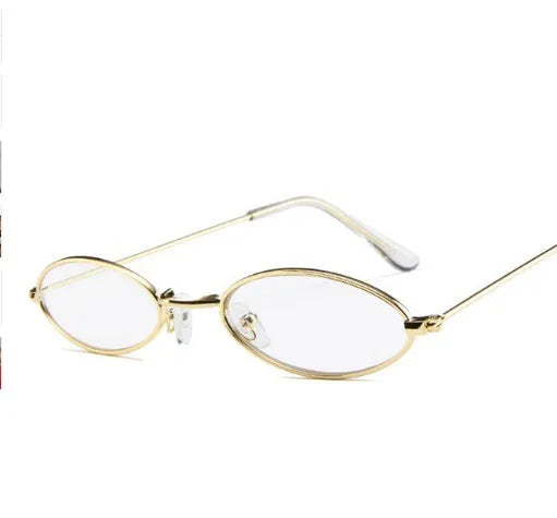 Metal elliptical sunglasses small frame oval UV400 mirrored for men and women in black colour