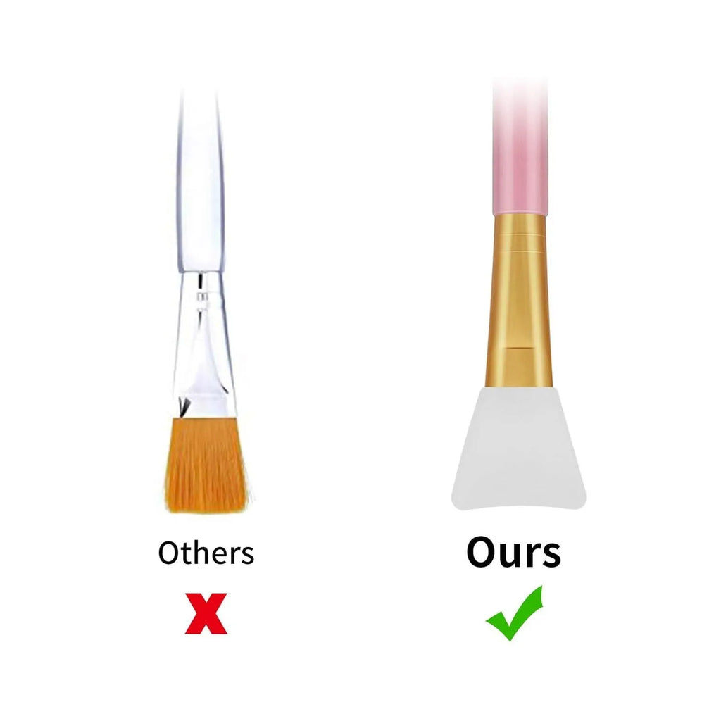 Reusable soft silicone spatula for applying face and body masks in various colours.