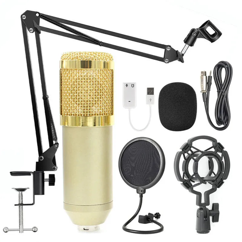 BM-800 condenser microphone in multiple colour options with electroplated mesh head