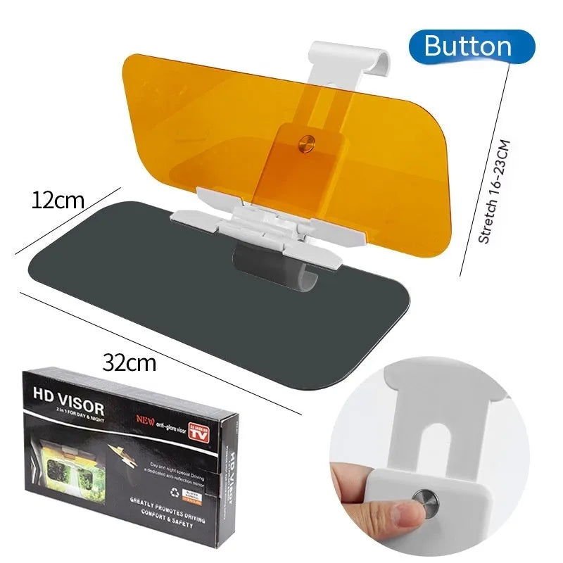 Anti-glare car sun visor with acrylic lens and telescopic installation components