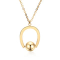 Stainless steel geometric pendant necklace with adjustable bead chain in gold or silver finish