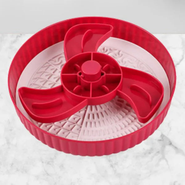 Pet feeding bowl with rotating game board and silicone anti-choke pad in various colour options