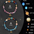 Natural stone zodiac beaded bracelet set showing two matching bracelets with astrology-themed design