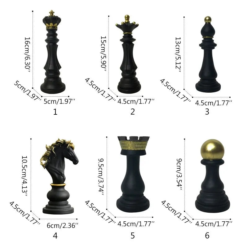 Creative chess resin ornaments synthetic resin European style medium black white warhorse king queen