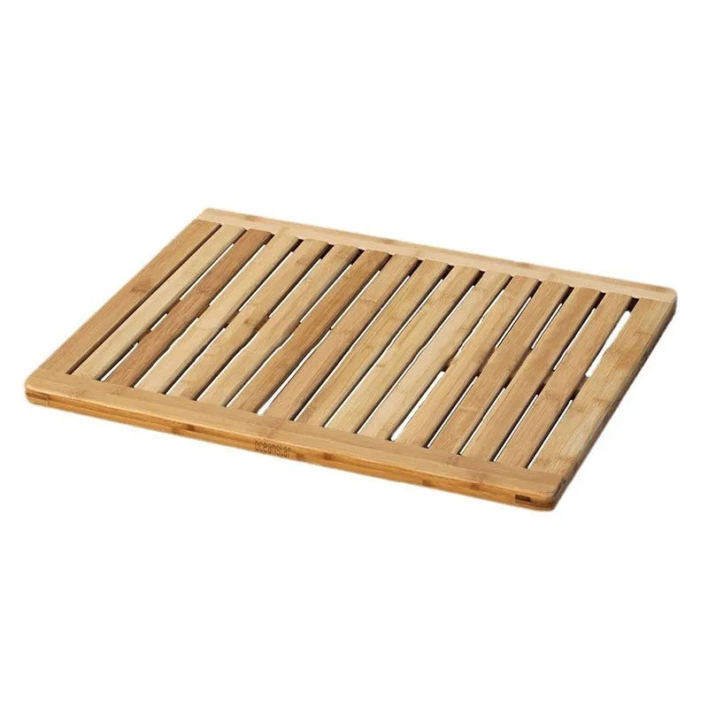 Bamboo bathroom height increasing foot pad non-slip rectangular 54x36x4cm brown right angle solid colour