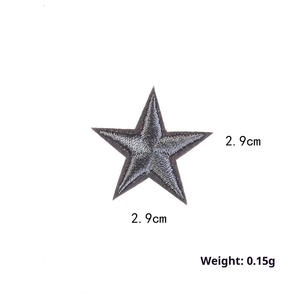 Colourful five-pointed star cloth embroidery labels for DIY clothing decoration.