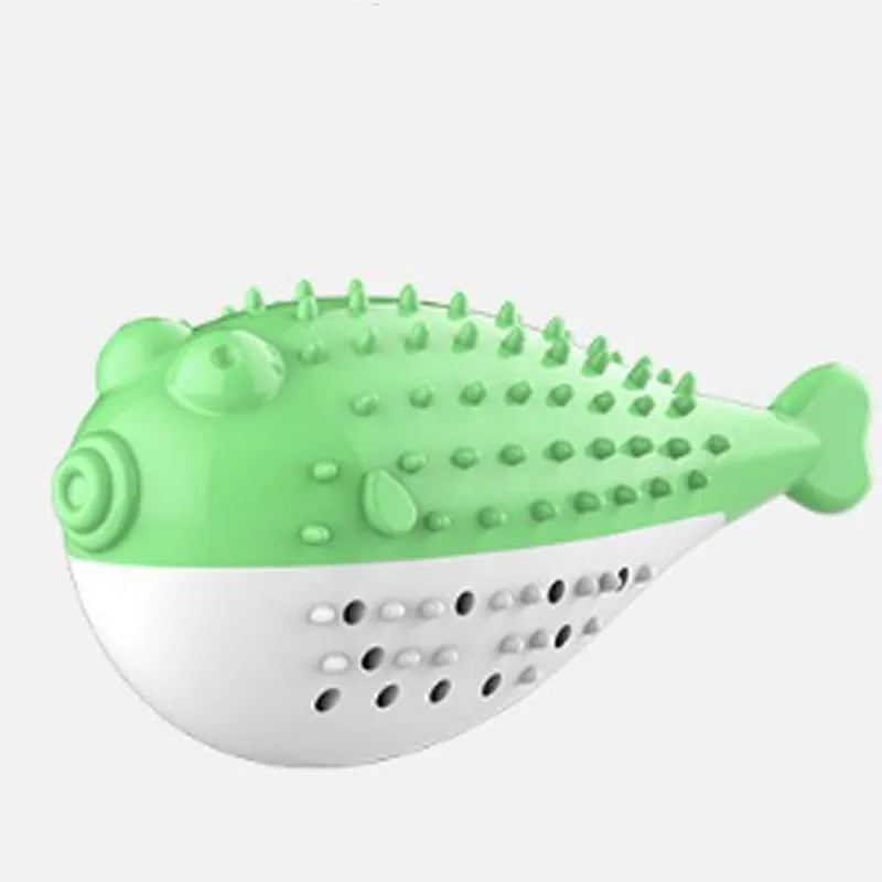 Blue silicone fish-shaped cat chew toy with measurements showing 12.2 cm length
