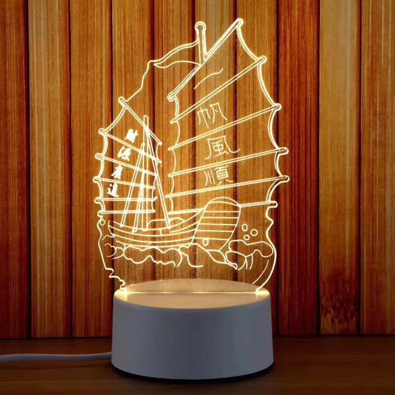 USB acrylic night light 4W touch control three colour temperatures bedside decoration 20x17.5cm