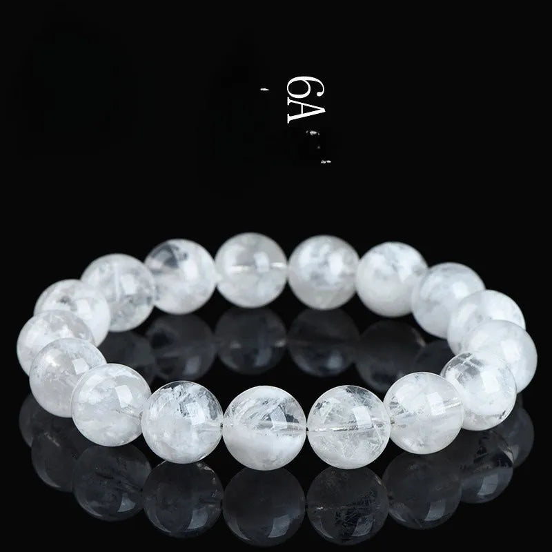 Women's crystal bracelet with natural blizzard snowflake round beads featuring Ruyi and Xiangyun traditional design elements