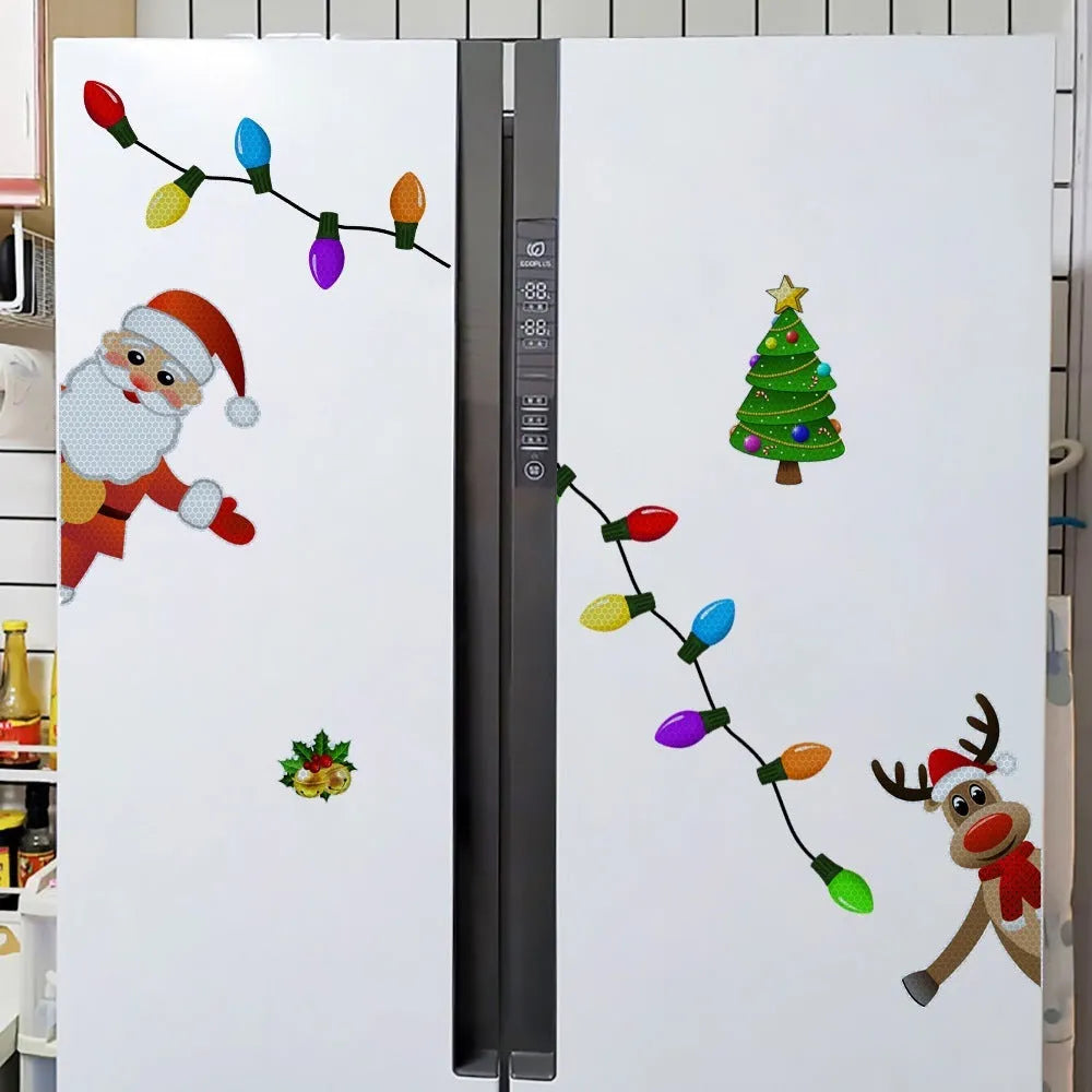 Christmas elk cartoon design magnetic car decoration sticker with reflective threads