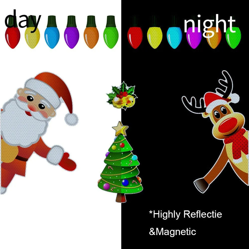 Christmas elk cartoon design magnetic car decoration sticker with reflective threads