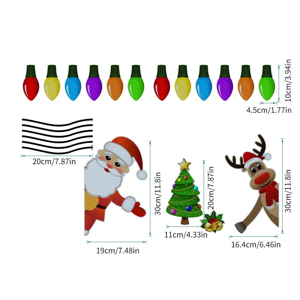 Christmas elk cartoon design magnetic car decoration sticker with reflective threads