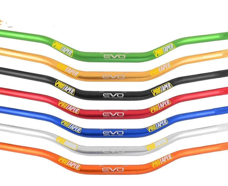 Scrambling motorcycle handlebar with 28mm aluminium alloy construction and EVO handle orange colour